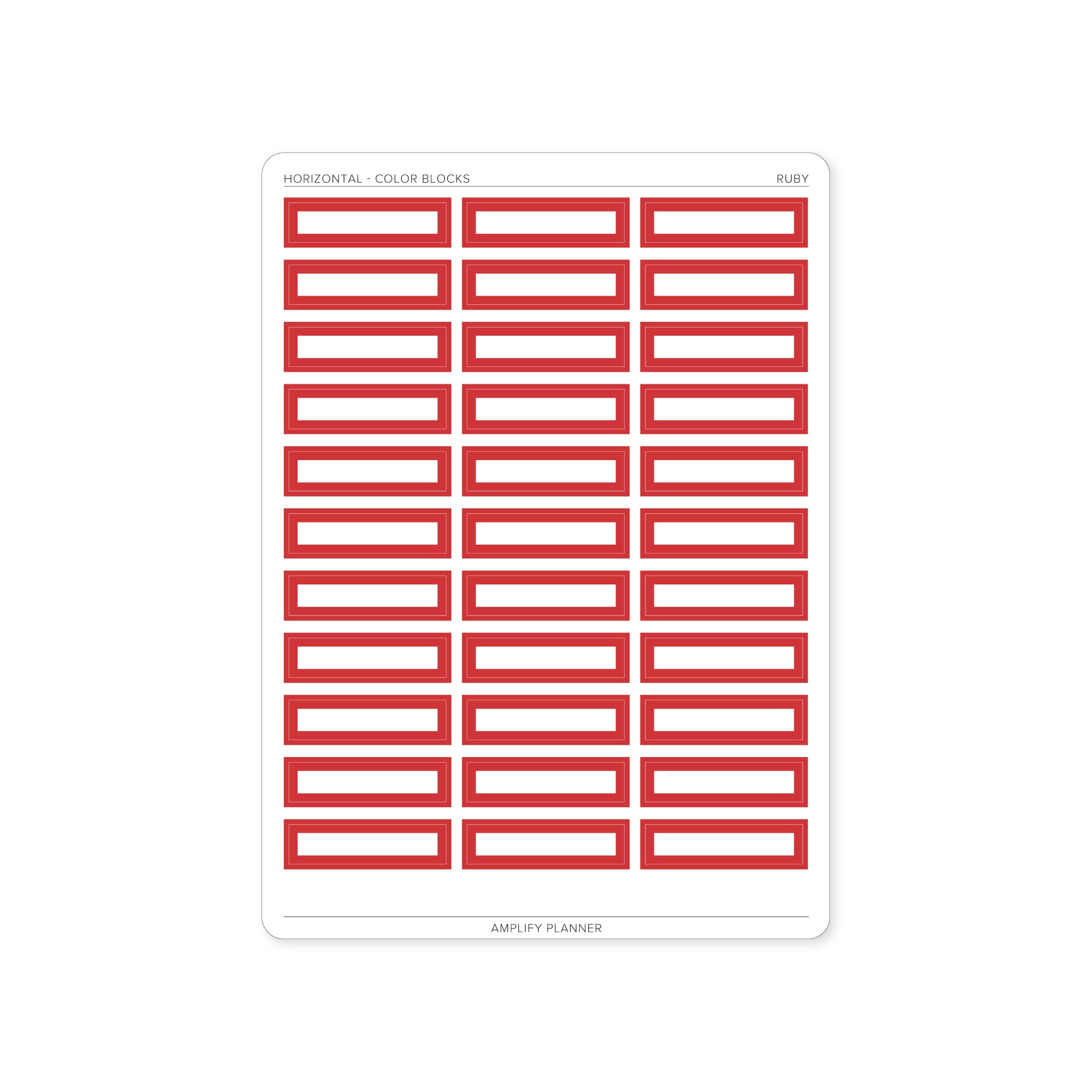 Color Blocks - Horizontal Weekly Layout - Ruby color block stickers for planners by Amplify Planner.