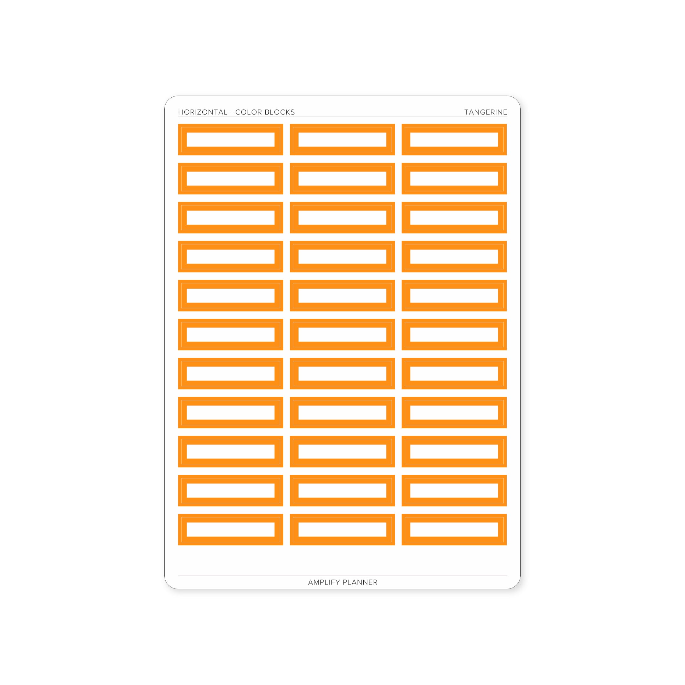 Color Blocks - Horizontal Weekly Layout - Tangerine color block stickers designed for planner organization by Amplify Planner.