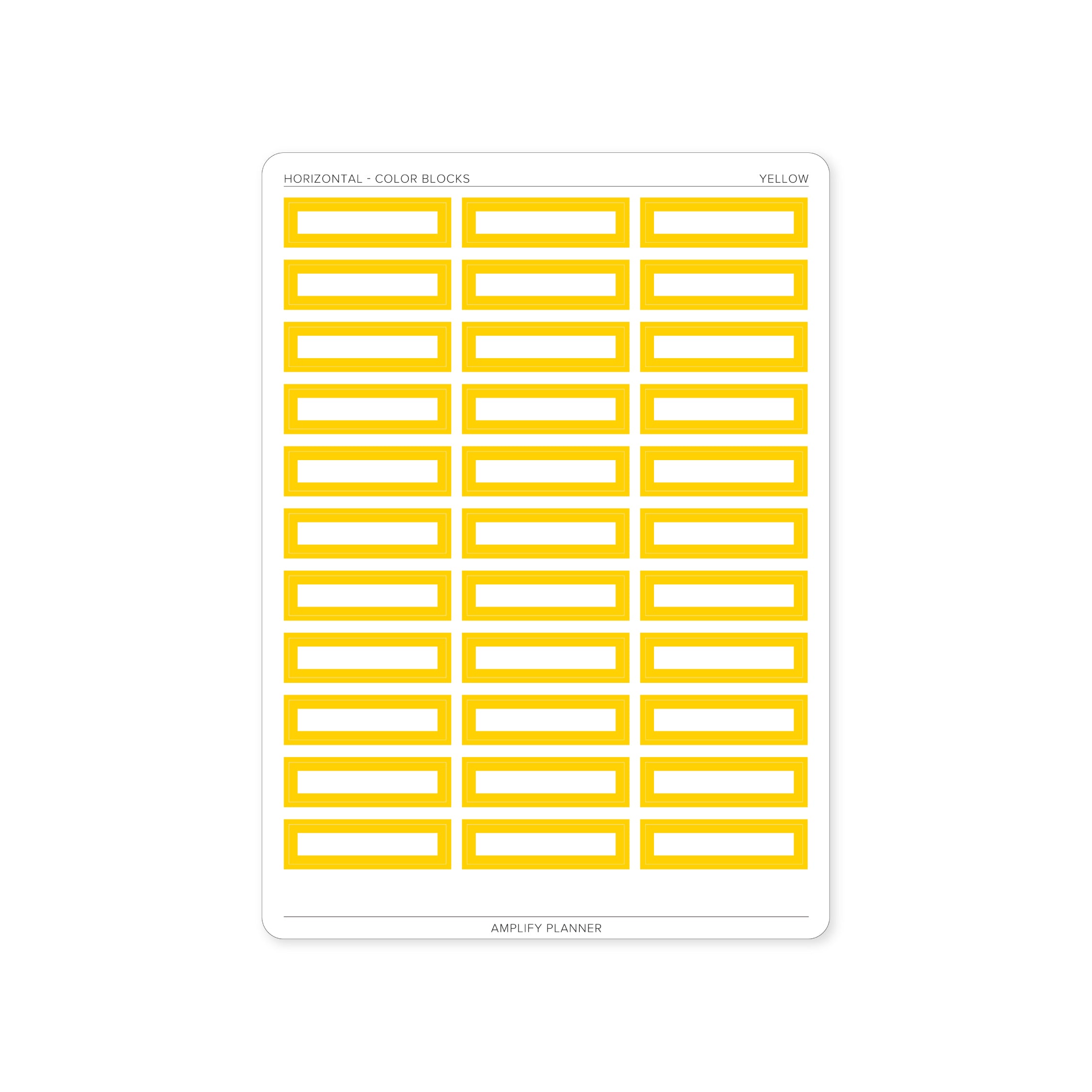 Color Blocks - Horizontal Weekly Layout - Bright yellow color block stickers for weekly planning by Amplify Planner.