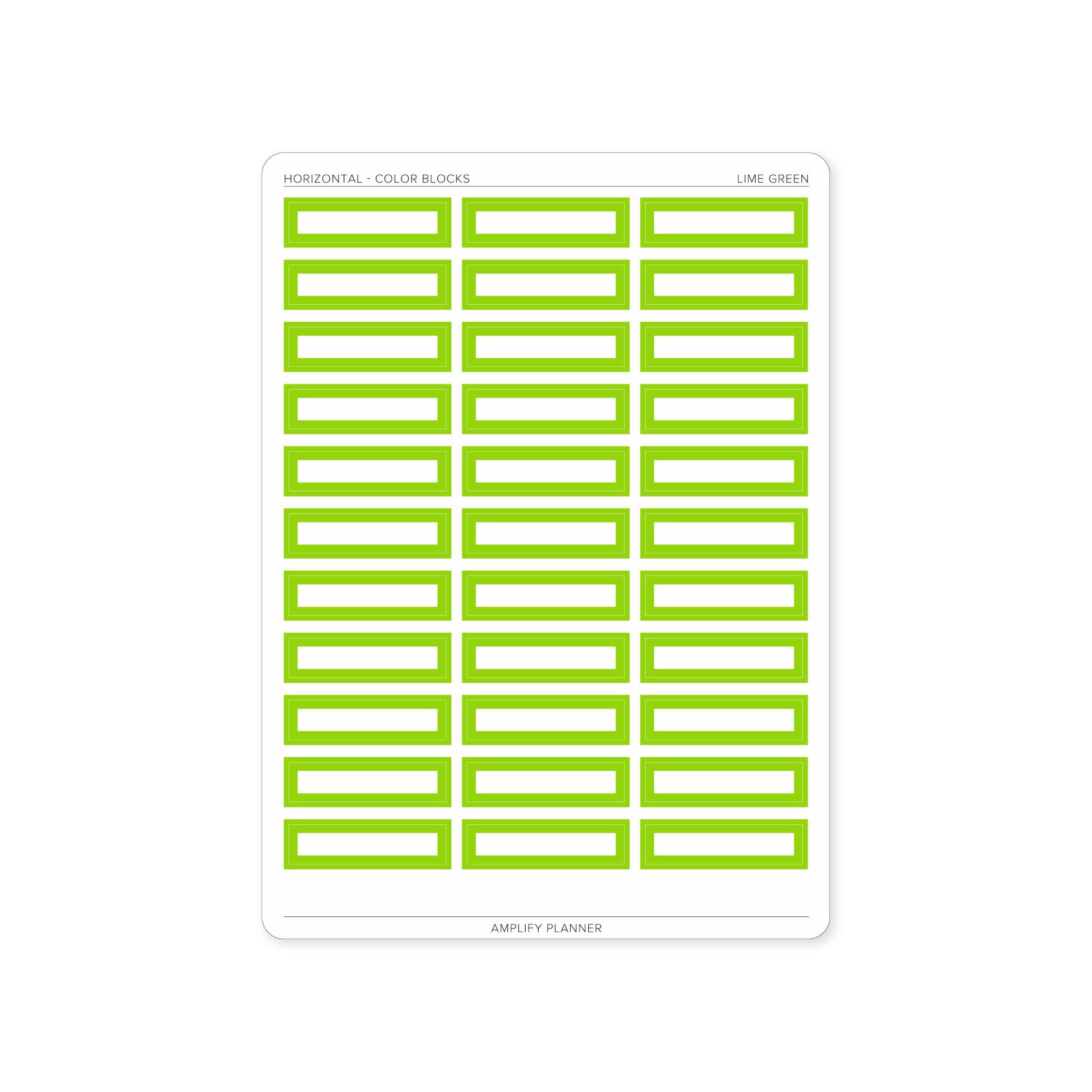 Color Blocks - Horizontal Weekly Layout - Lime green color block stickers for organizing your planner from Amplify Planner.