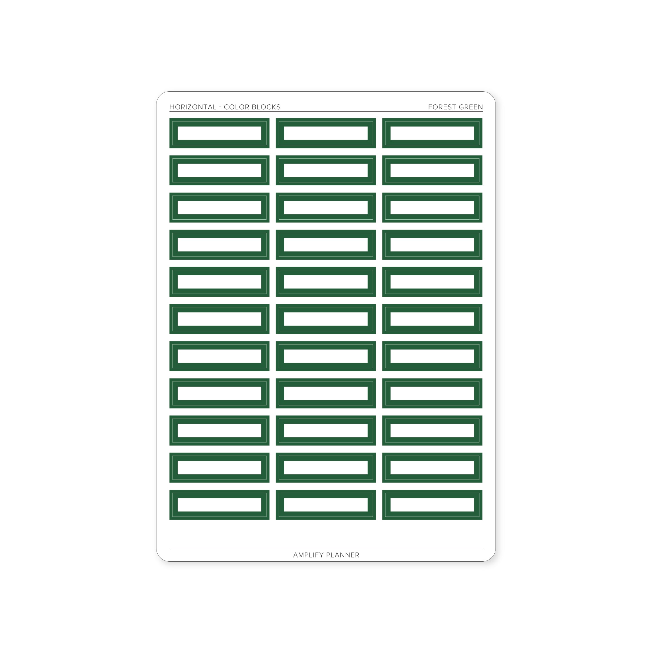 Color Blocks - Horizontal Weekly Layout - Forest green color block stickers perfect for your planner by Amplify Planner.