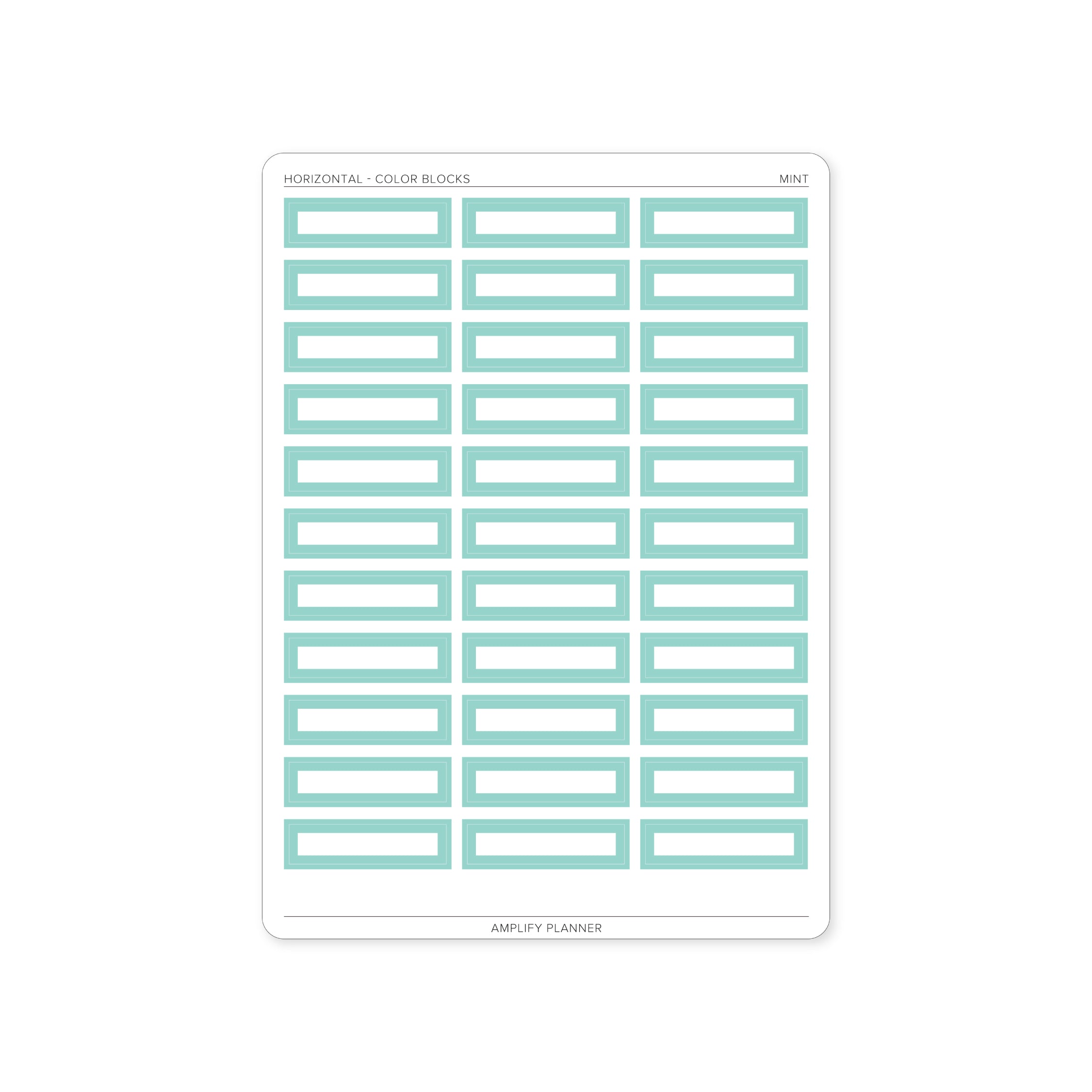 Color Blocks - Horizontal Weekly Layout - Mint color block stickers that enhance your planning experience by Amplify Planner.