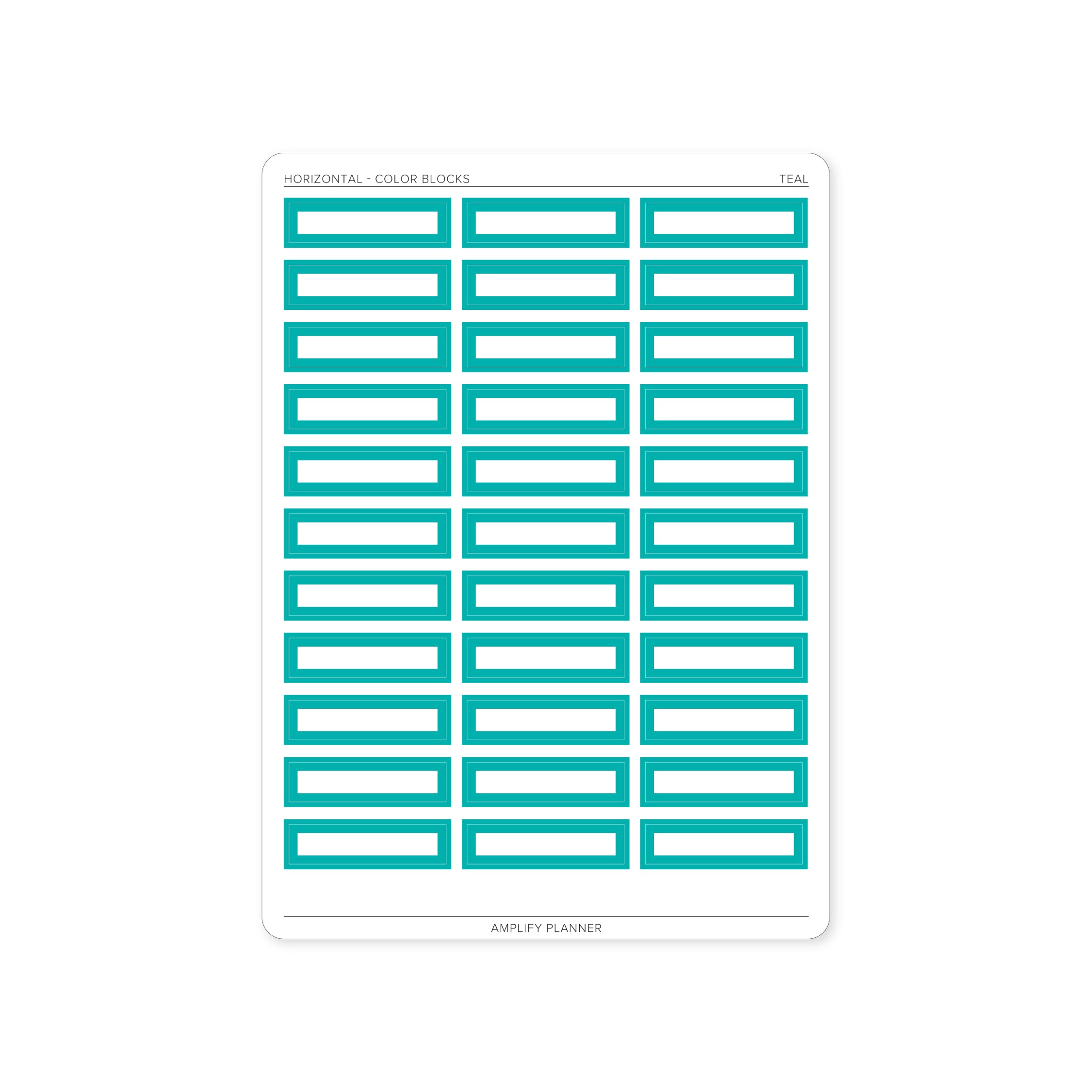 Color Blocks - Horizontal Weekly Layout - Teal color block stickers to brighten up your planner by Amplify Planner.