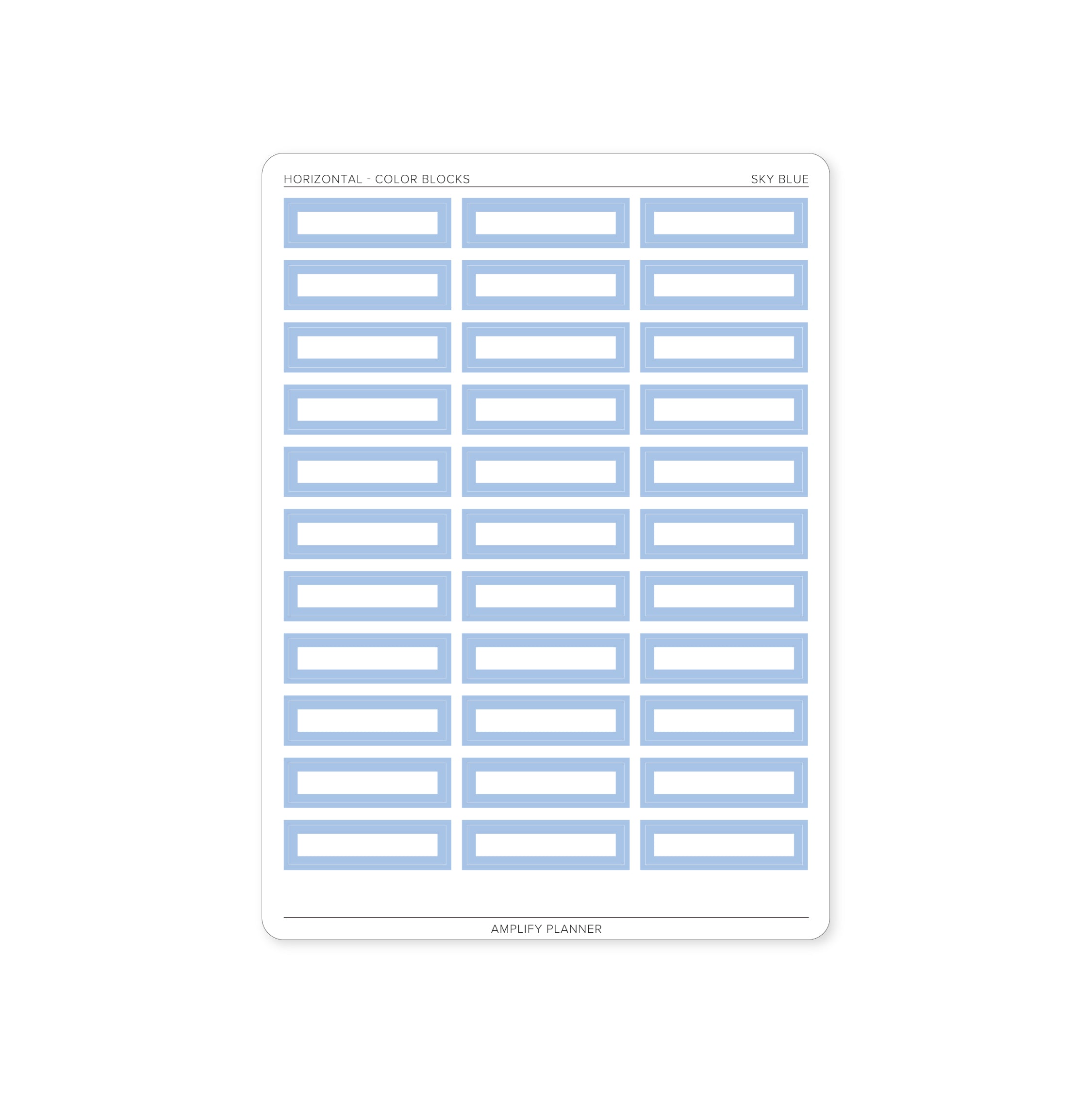 Color Blocks - Horizontal Weekly Layout - Sky blue color block stickers for a fresh planning look from Amplify Planner.