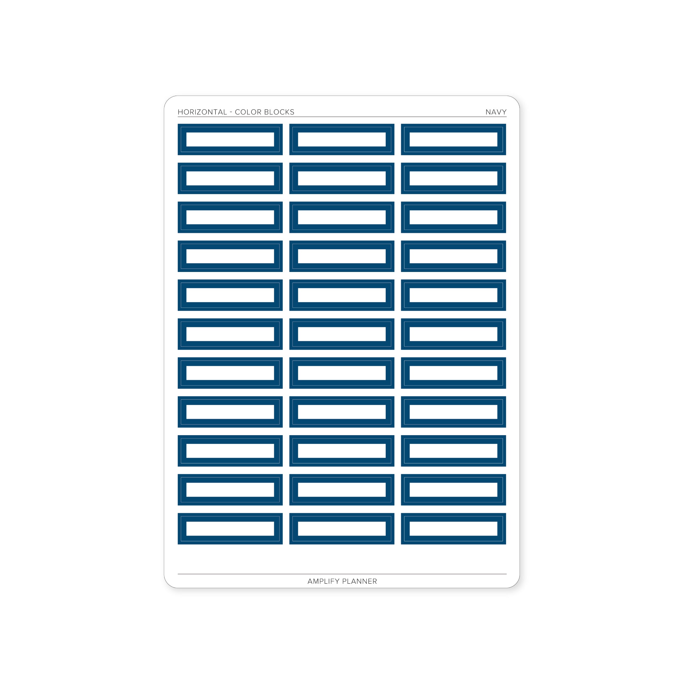 Color Blocks - Horizontal Weekly Layout - Navy color block stickers for a classic planner layout by Amplify Planner.