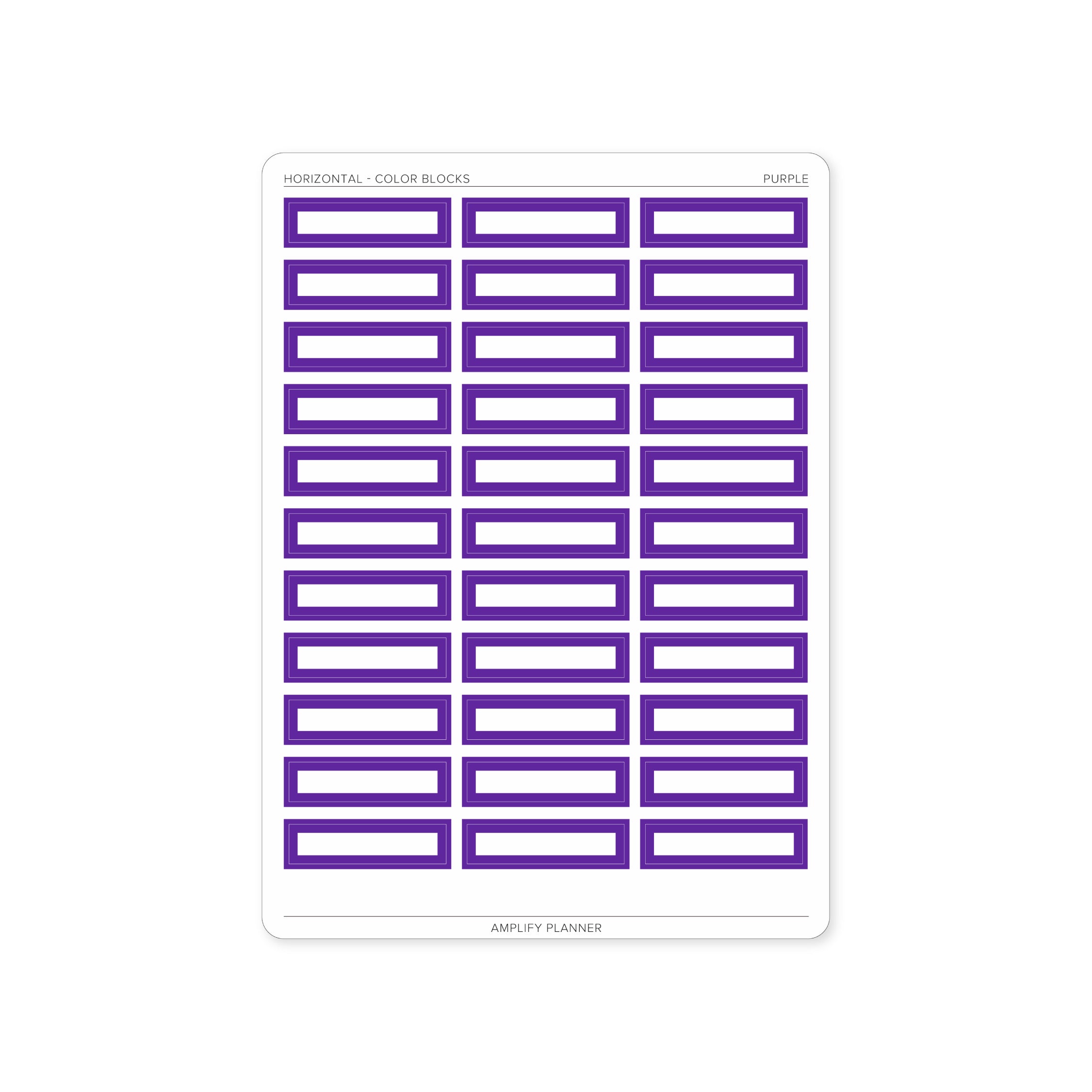 Color Blocks - Horizontal Weekly Layout - Purple color block stickers designed for colorful weekly planning by Amplify Planner.