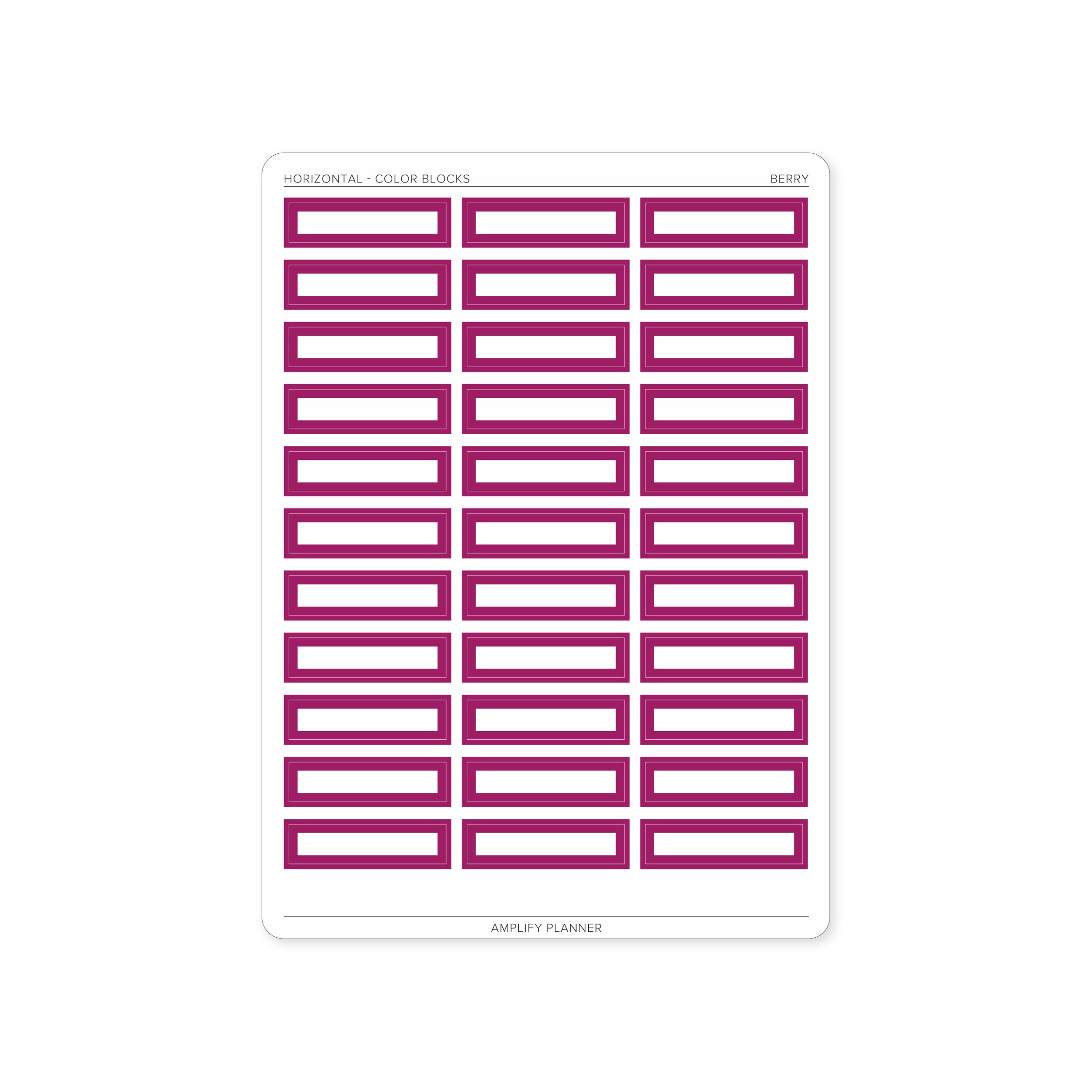 Color Blocks - Horizontal Weekly Layout - Berry color block stickers to enhance your planner organization by Amplify Planner.