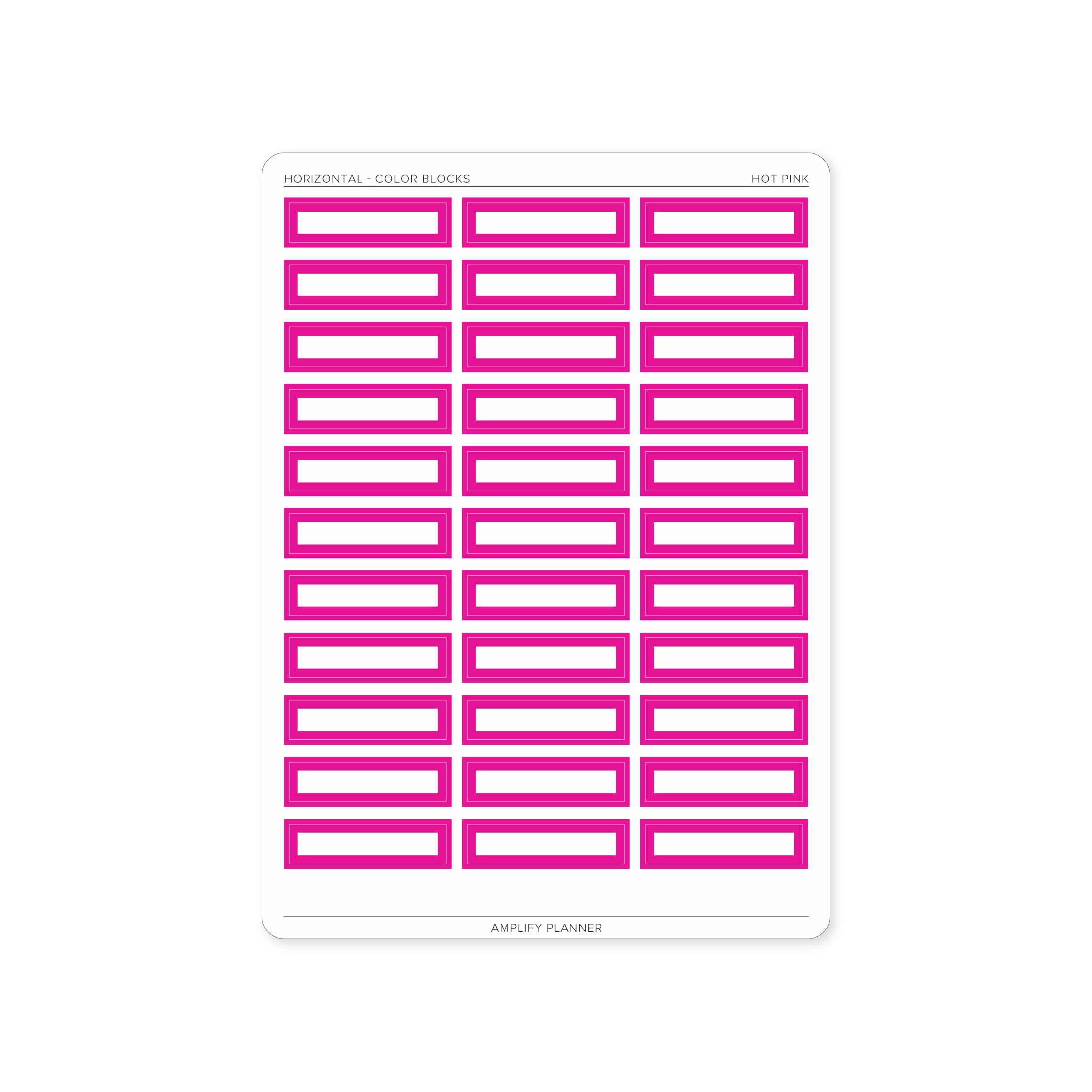 Color Blocks - Horizontal Weekly Layout - Hot pink color block stickers for a vibrant touch in your planner by Amplify Planner.