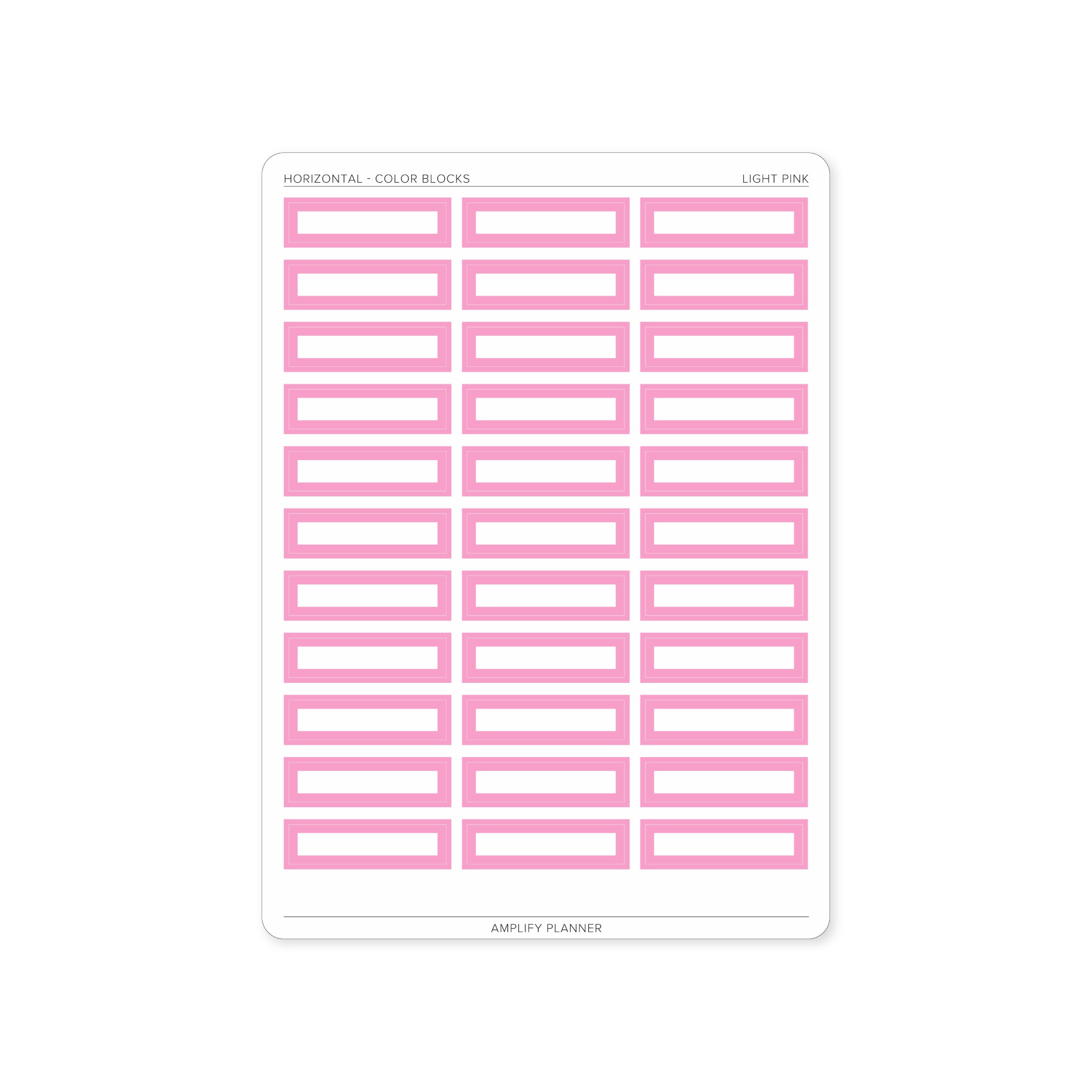 Color Blocks - Horizontal Weekly Layout - Light pink color block stickers for a soft touch in planner layouts by Amplify Planner.