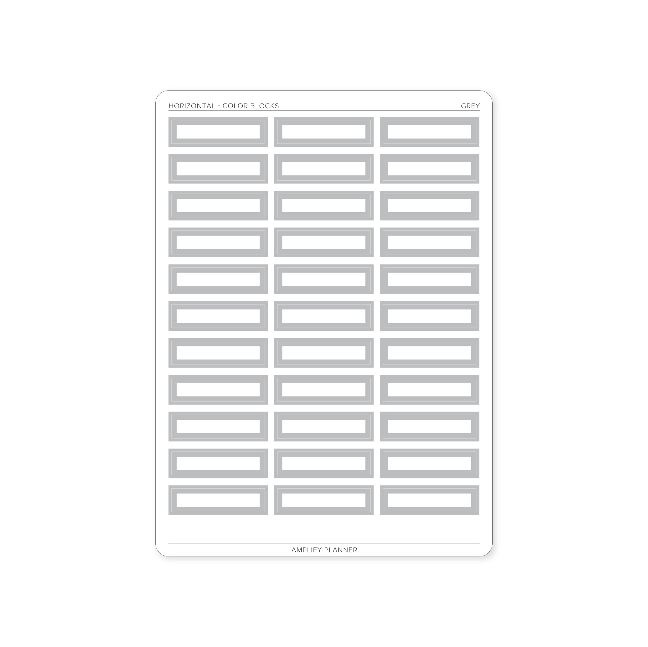 Color Blocks - Horizontal Weekly Layout - Grey color block stickers designed to organize your planner by Amplify Planner.