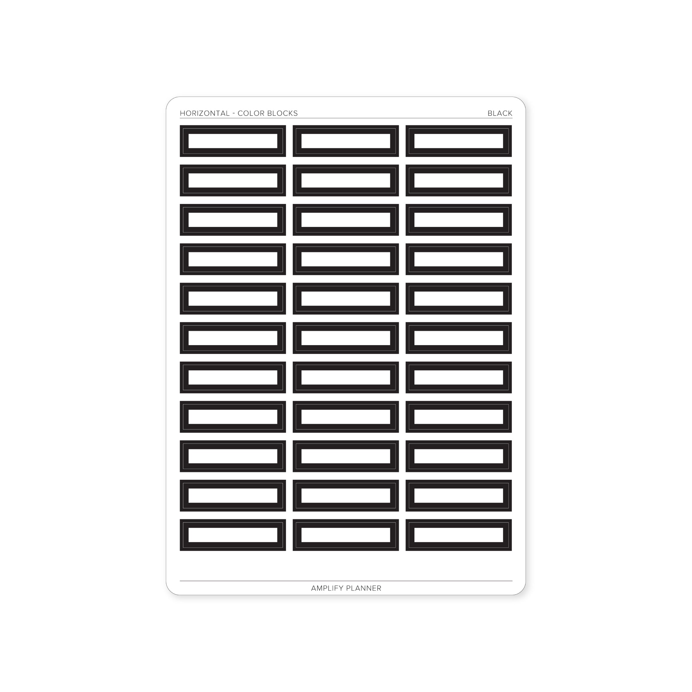 Color Blocks - Horizontal Weekly Layout - Black color block stickers for a sleek and classic planner layout from Amplify Planner.