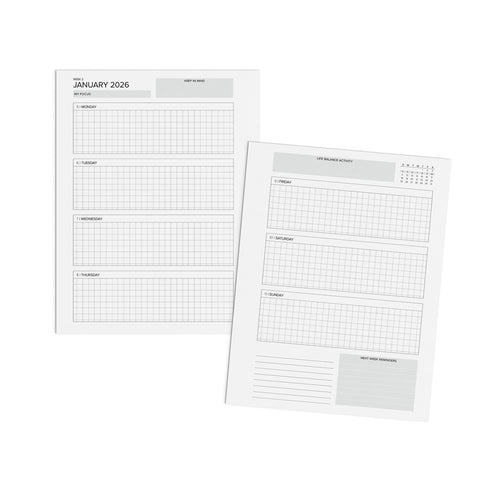 Amplify Planer Printable 2026 Horizontal Weekly Layout Option