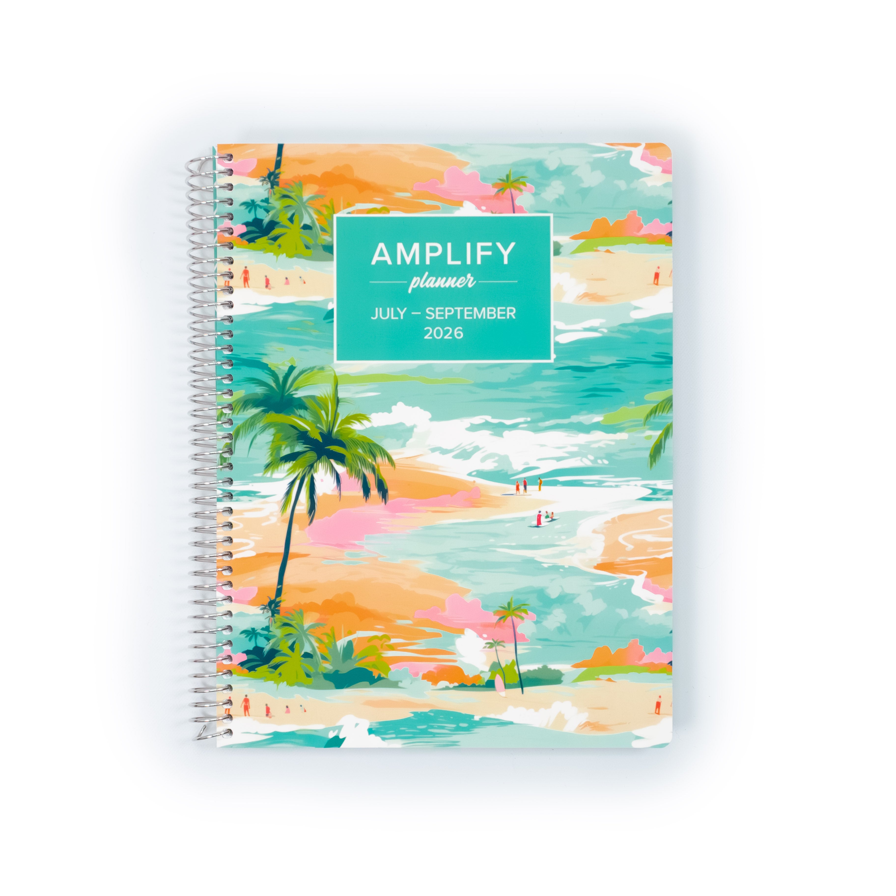 Colorful cover of the Daily Planner - July-September 2026 - Island Afternoons, featuring tropical beach scenery and palm trees. Perfect for planning your summer with style.