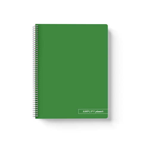 Keep Going Green Amplify Planner Spiral Notebook on a white background. 