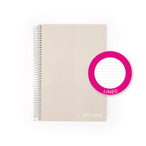 Almond Croissant Spiral Notebook by Amplify Planner highlighting the lined page option, ideal for neat note-taking and journaling.