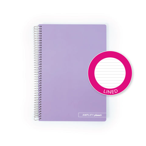 Ube Latte Spiral Notebook with lined pages, offered by Amplify Planner, ideal for neat note-taking and journaling.
