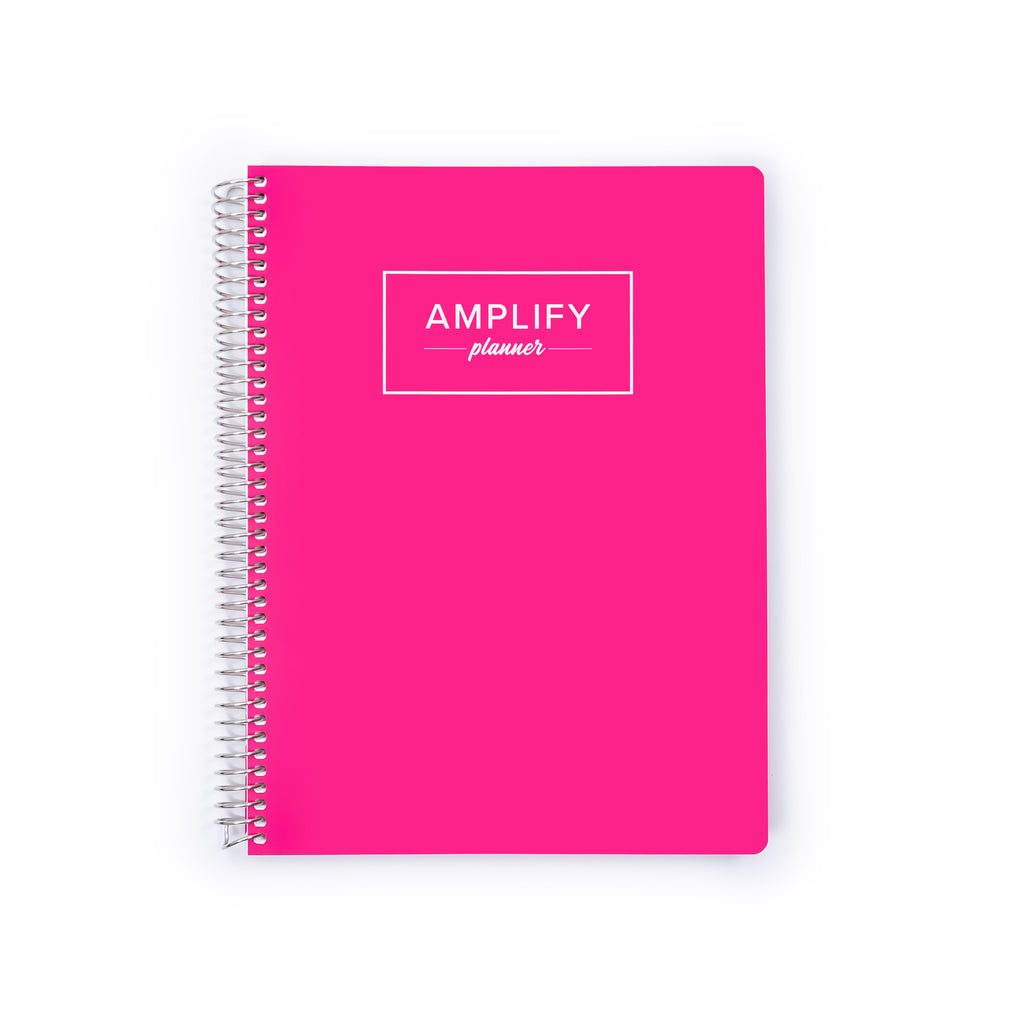 Make Moves Pink cover of undated daily Amplify Planner daily planner on a white background
