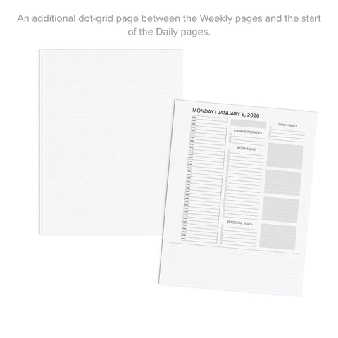 Additional dot-grid page and Daily page layout in the Daily Printable Planner by Amplify Planner.