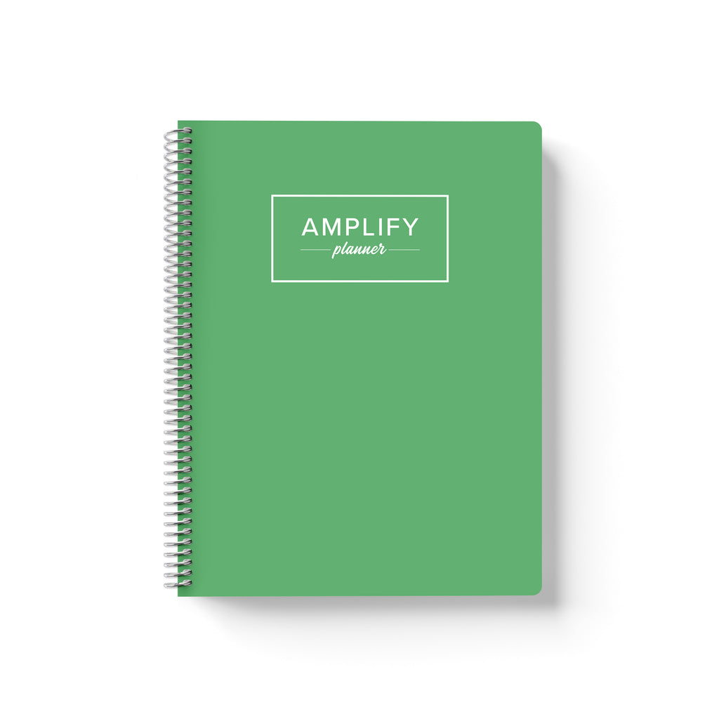 new leaf green weekly Amplify Planner july 2025-june 2026 Weekly Planner on a white background.