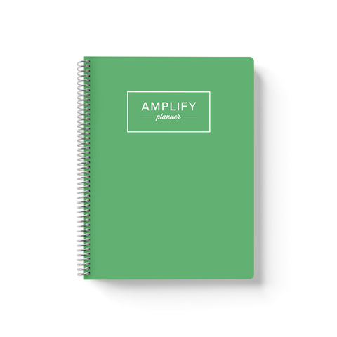 new leaf green weekly Amplify Planner july 2025-june 2026 Weekly Planner on a white background.