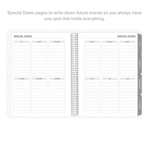 special dates pages for July 2025-June 2026 weekly Amplify Planner