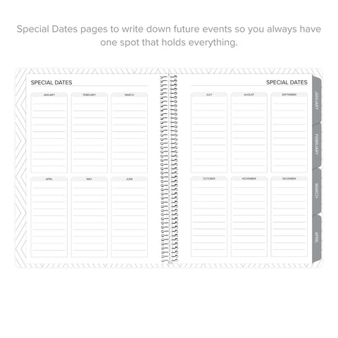 Special dates pages for recording important events in the 2026 Weekly Amplify Planner