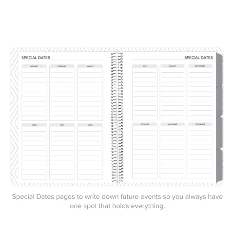 Special dates page for important events in undated daily Amplify Planner
