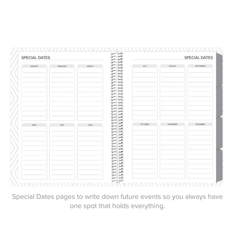 Special dates page for important events in undated daily Amplify Planner