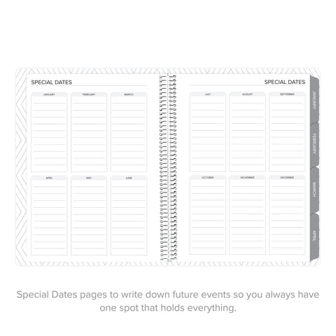 Special dates pages for recording important events in the 2025 Weekly Amplify Planner
