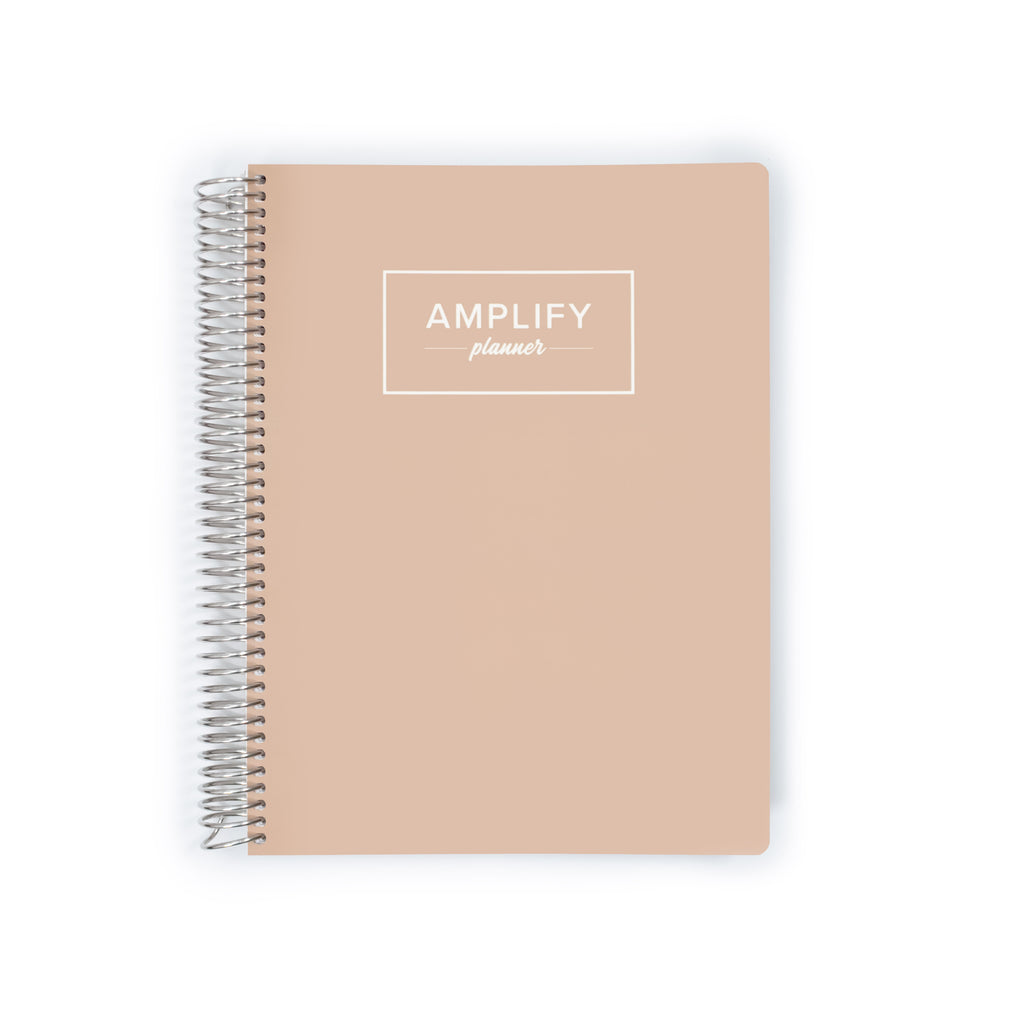Front cover of the Weekly Planner - July 2026-June 2027 with a Steady Beige design by Amplify Planner ®.