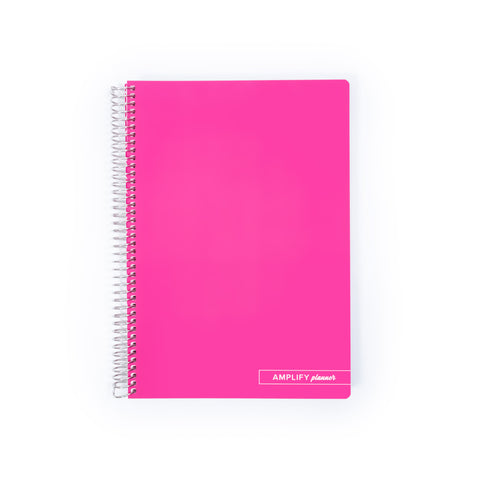 Stylish Strawberry Soda Spiral Notebook by Amplify Planner with a bold pink cover, perfect for planning and organizing.