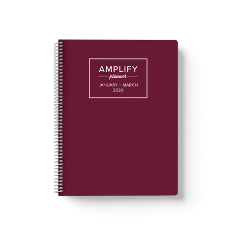 Daily Planner - January-March 2026 - This Is Maroon, featuring a stylish maroon cover and metal spiral binding.