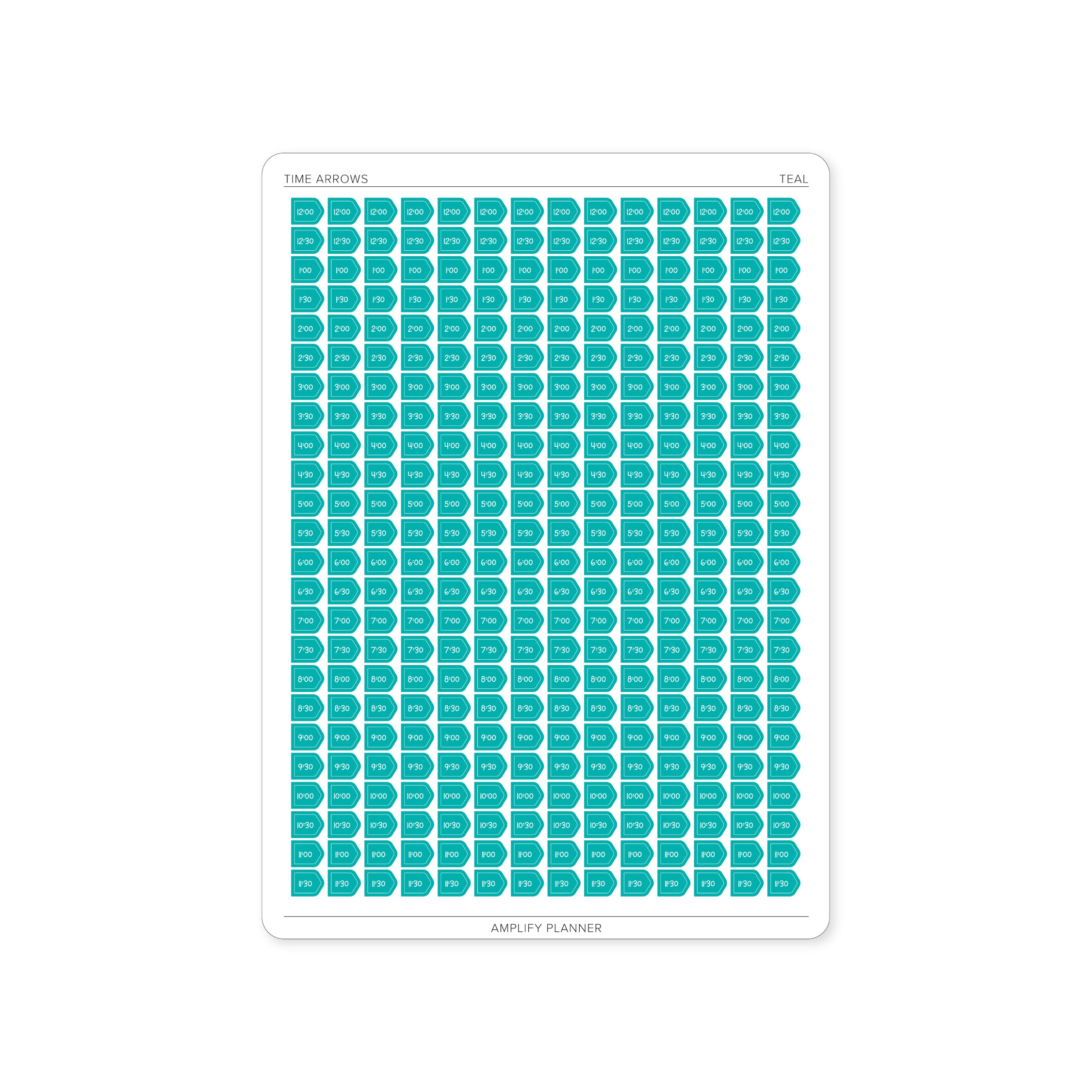 Time Arrow Stickers in Teal color, ideal for adding a pop of color to weekly planning while providing clarity and structure.
