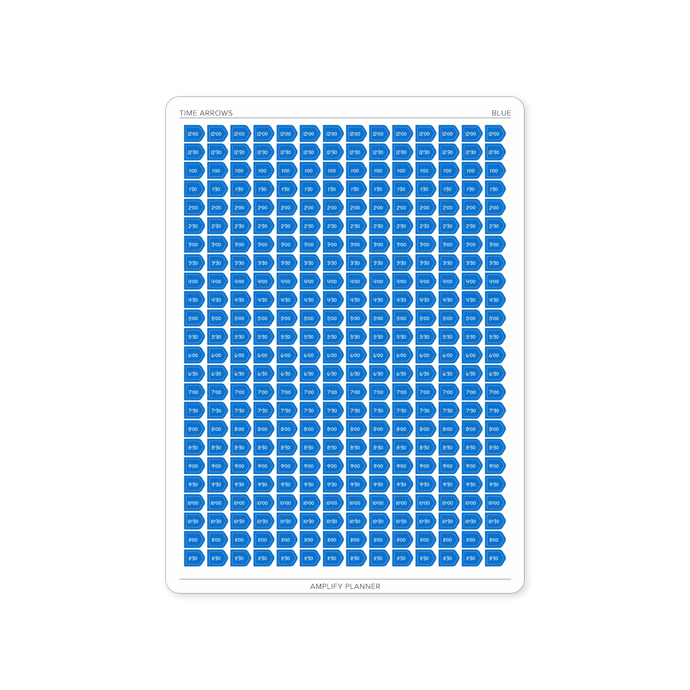Time Arrow Stickers in Blue color, perfect for visualizing appointments and time blocks in your weekly layout with vibrant colors.