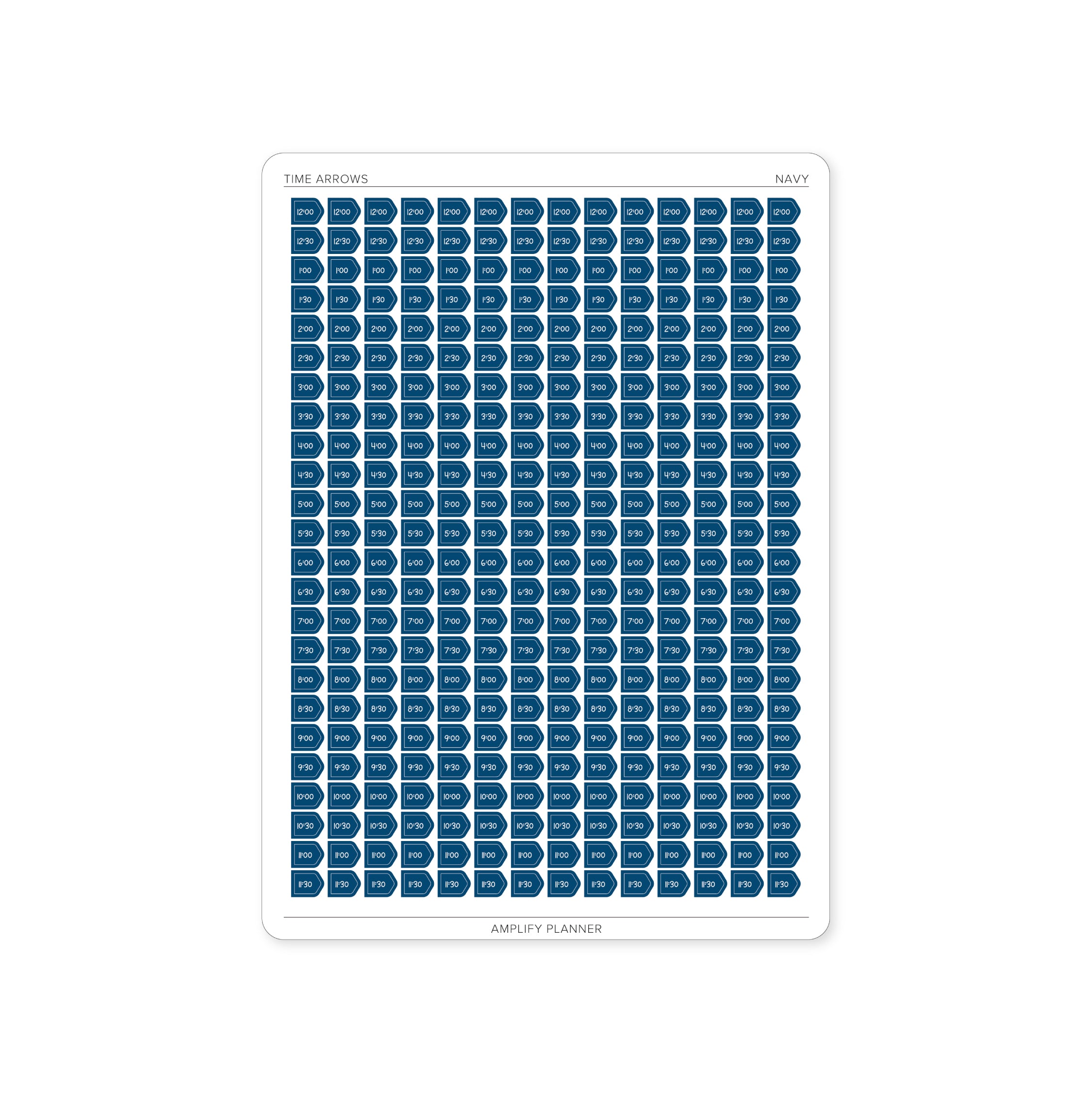 Time Arrow Stickers in Navy color, designed to help you stay organized in both horizontal and vertical weekly layouts with 336 stickers.