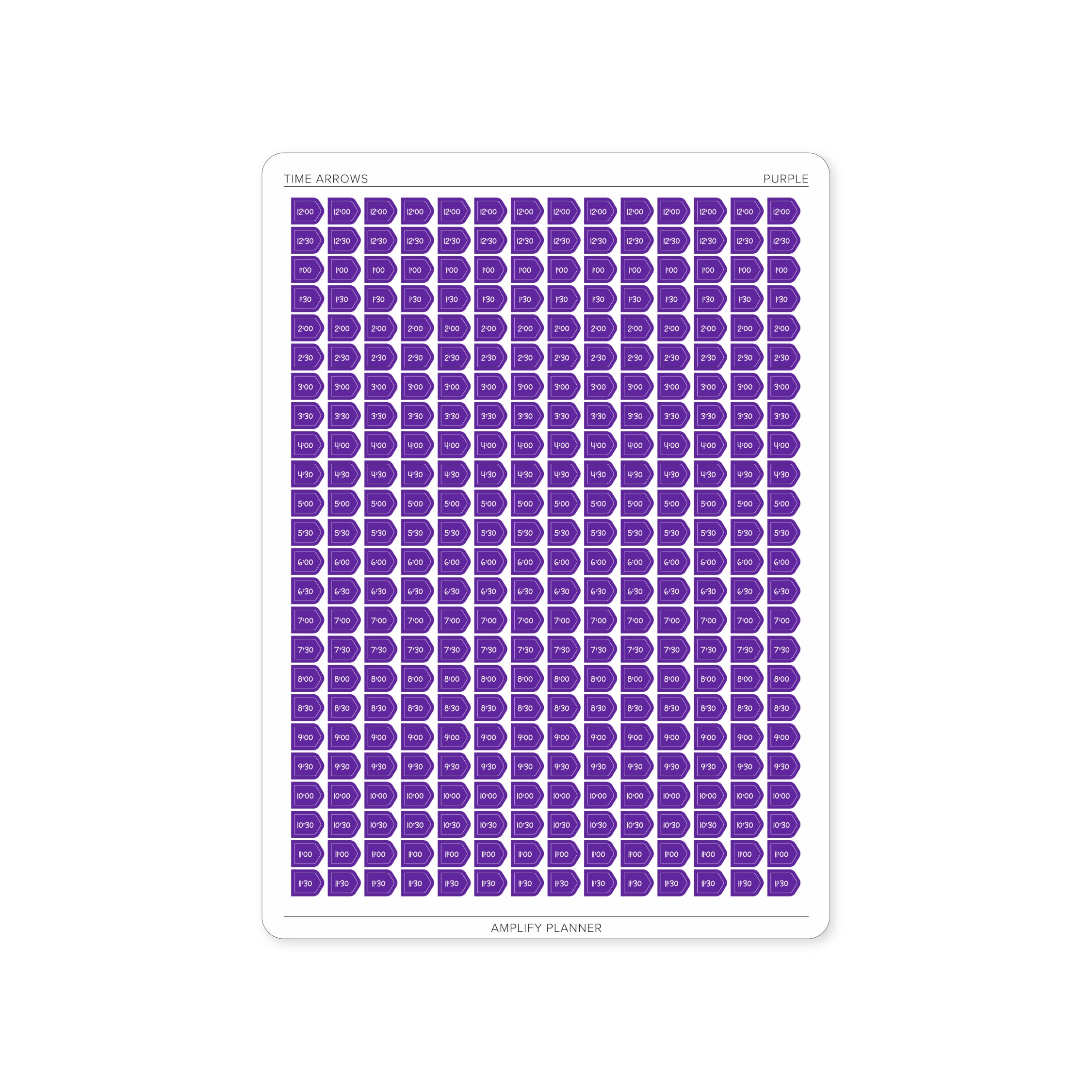 Time Arrow Stickers in Purple color, featuring a clear design for visualizing time on planners, enhancing overall organization.