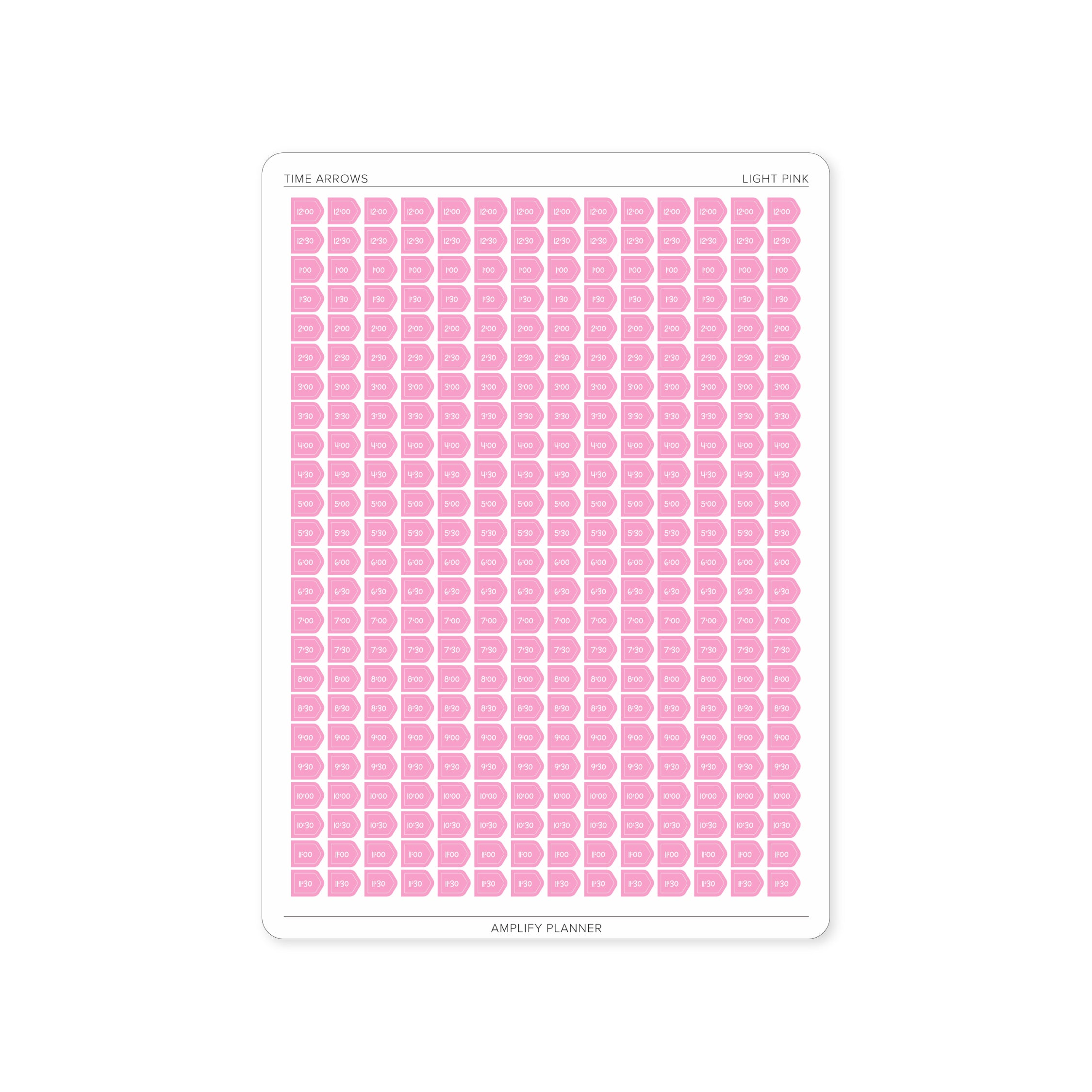 Time Arrow Stickers in Light Pink color, perfect for adding a soft touch to your weekly planning while keeping track of appointments.