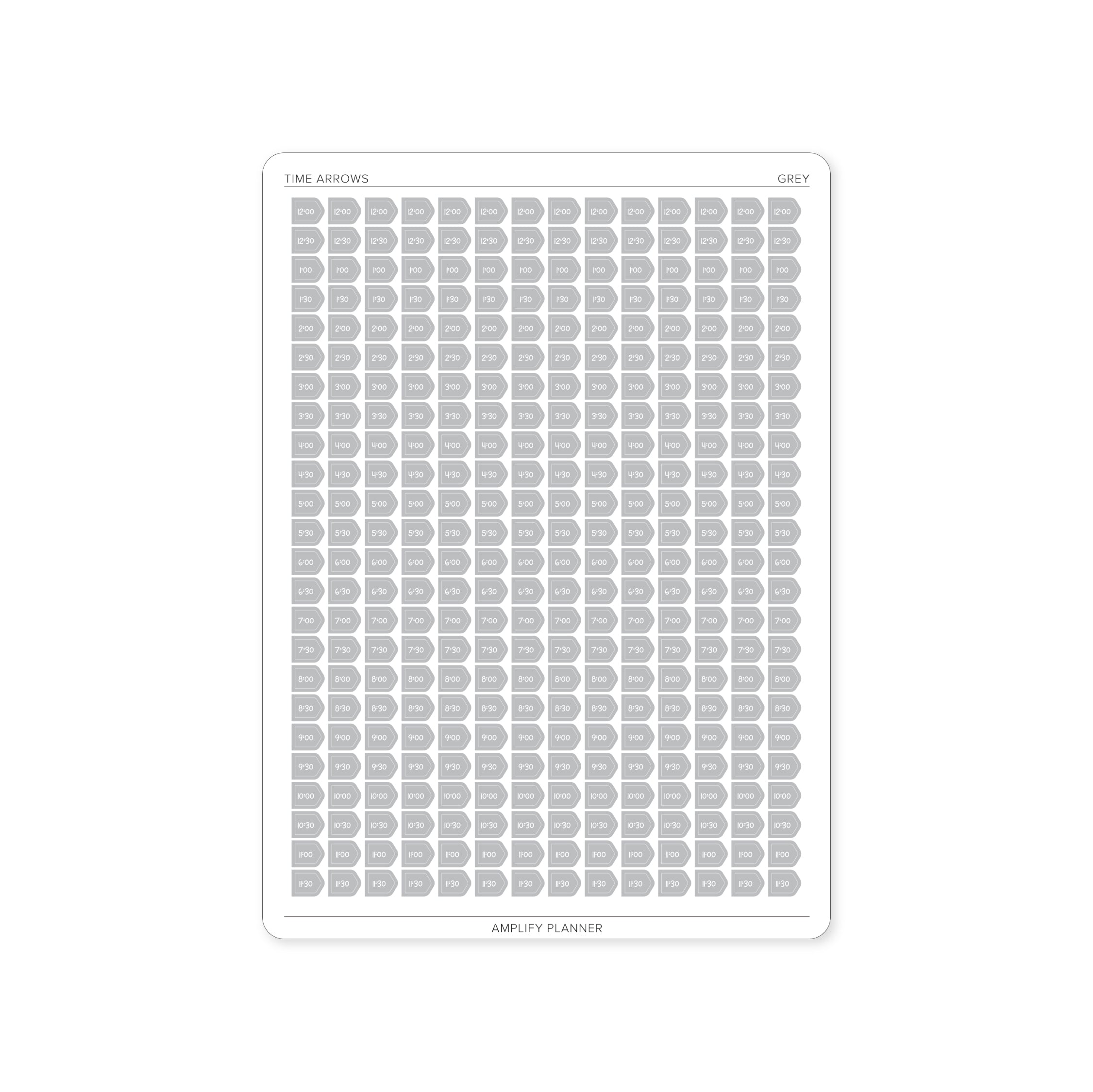 Time Arrow Stickers in Grey color, ideal for a minimalistic approach to organizing your week with clear time visualization.