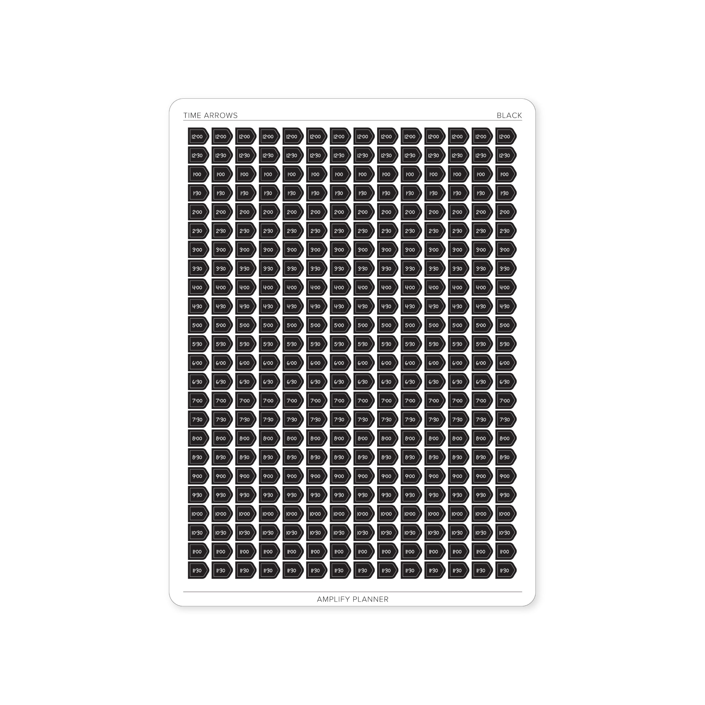 Time Arrow Stickers in Black color, offering a classic design for marking time in your planner to enhance daily organization.