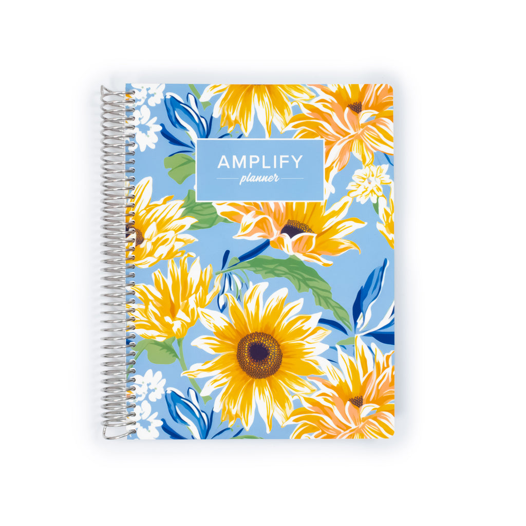Front cover of the Weekly Planner - July 2026-June 2027 with a Under the Sunflower design by Amplify Planner ®.