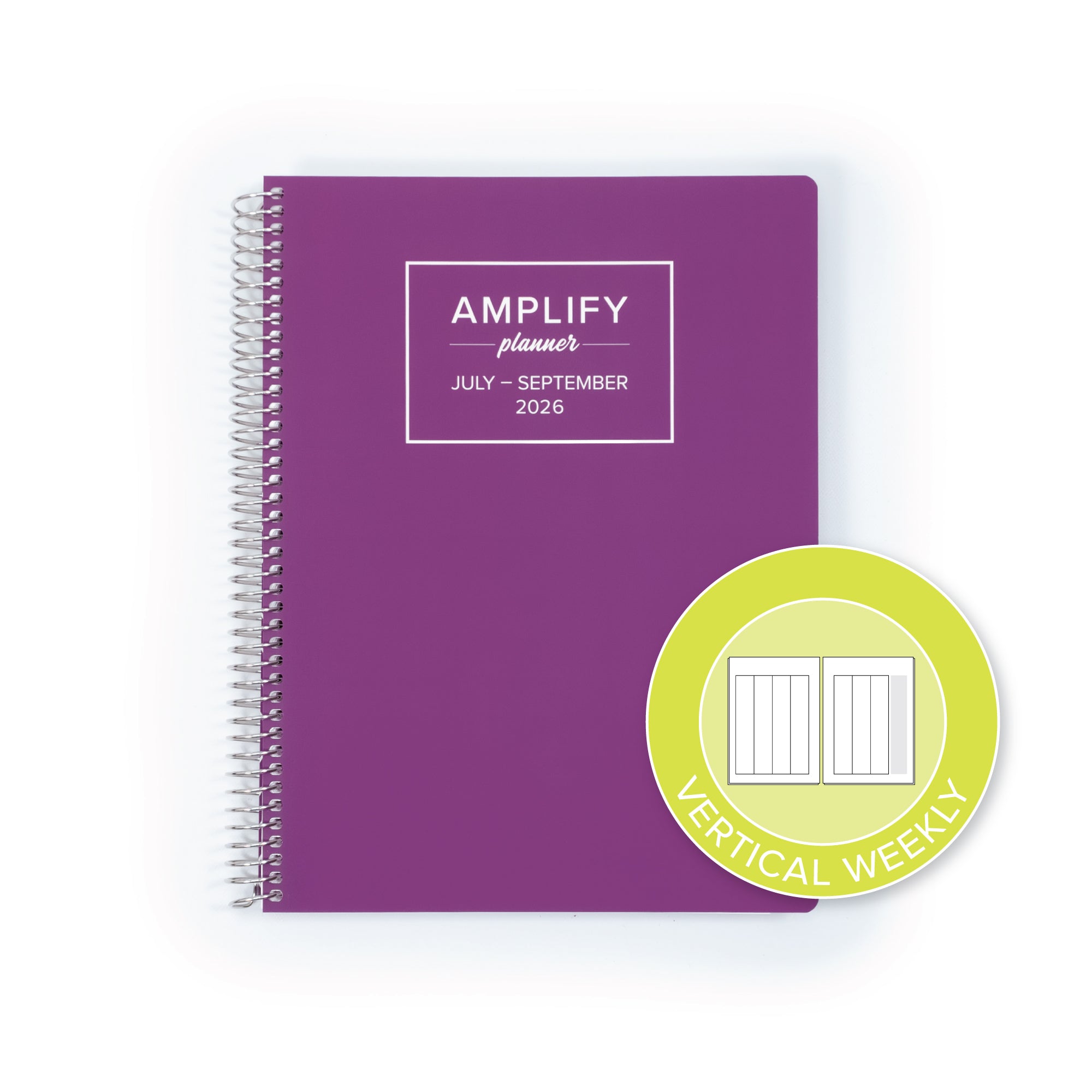 Daily Planner - July-September 2026 - Amplify Planner featuring a vertical weekly layout icon, ideal for structuring your tasks and goals.
