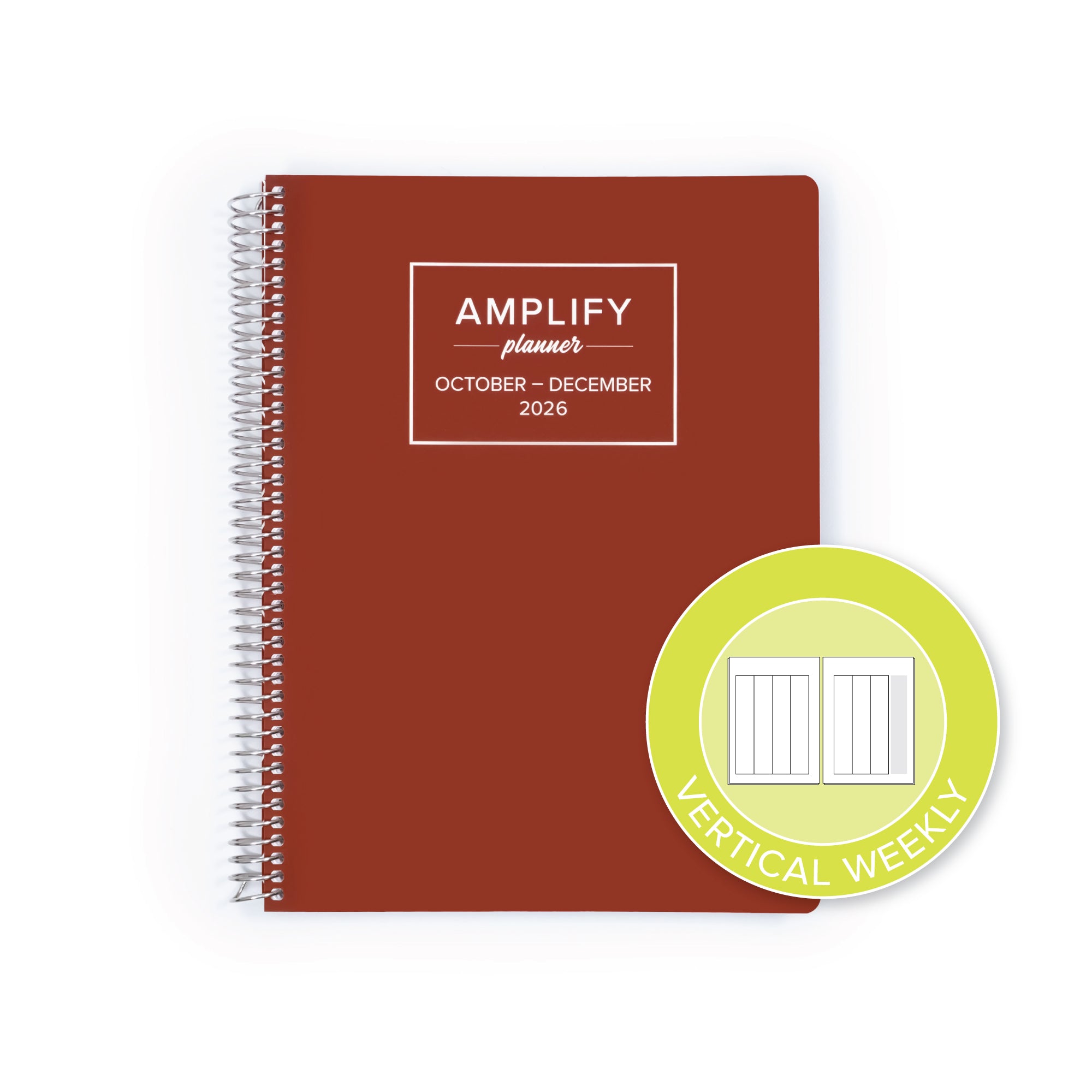 Daily Planner - October-December 2026 - Amplify Planner featuring a vertical weekly layout icon, ideal for structuring your tasks and goals.