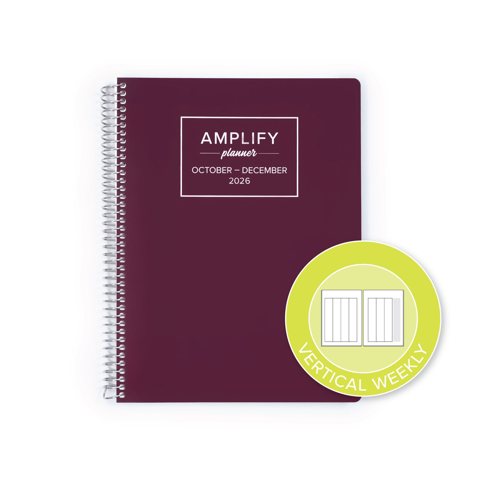 Daily Planner - October-December 2026 - Amplify Planner featuring a vertical weekly layout icon, ideal for structuring your tasks and goals.