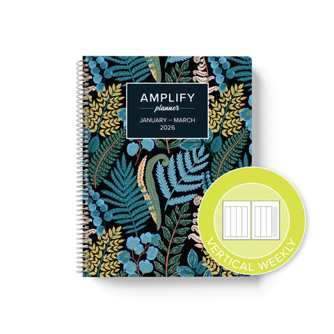 Daily Planner - January-March 2026 - Through The Ferns featuring the vertical weekly layout option, designed by Amplify Planner.