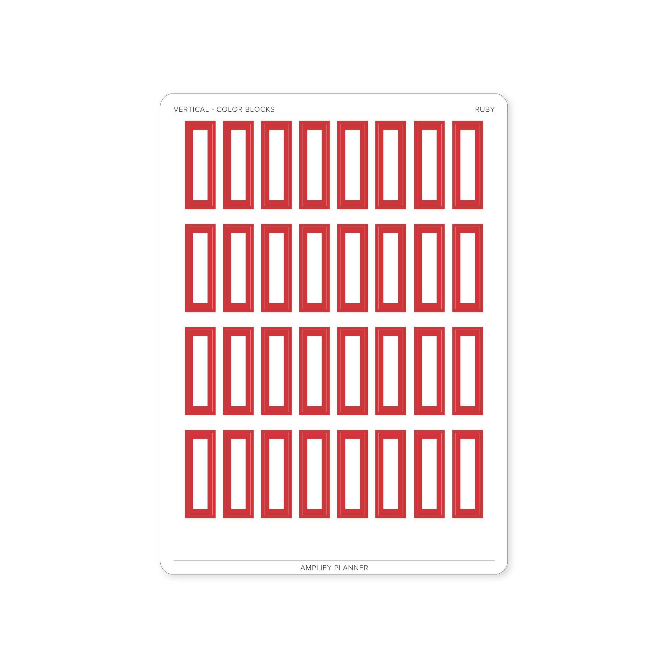 Color Blocks - Vertical Weekly Layout stickers in ruby red color, designed for vibrant weekly planning.