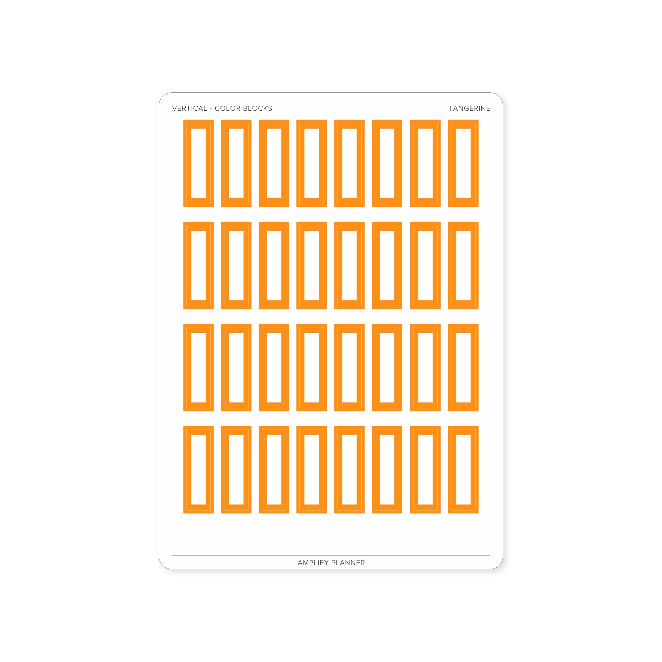 Color Blocks - Vertical Weekly Layout stickers in tangerine orange color, perfect for color-coded scheduling.
