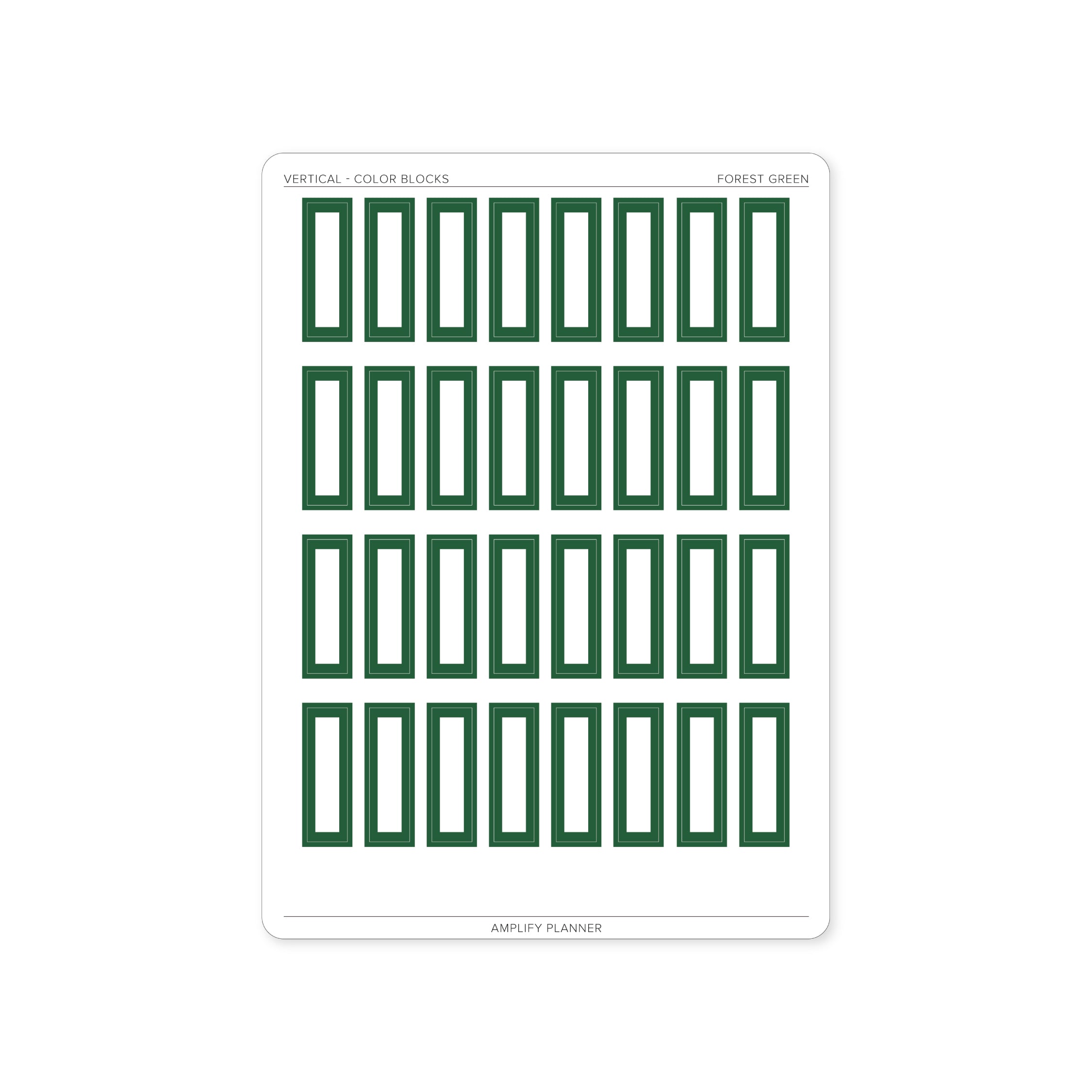 Color Blocks - Vertical Weekly Layout stickers in forest green, perfect for a natural touch in your planner.