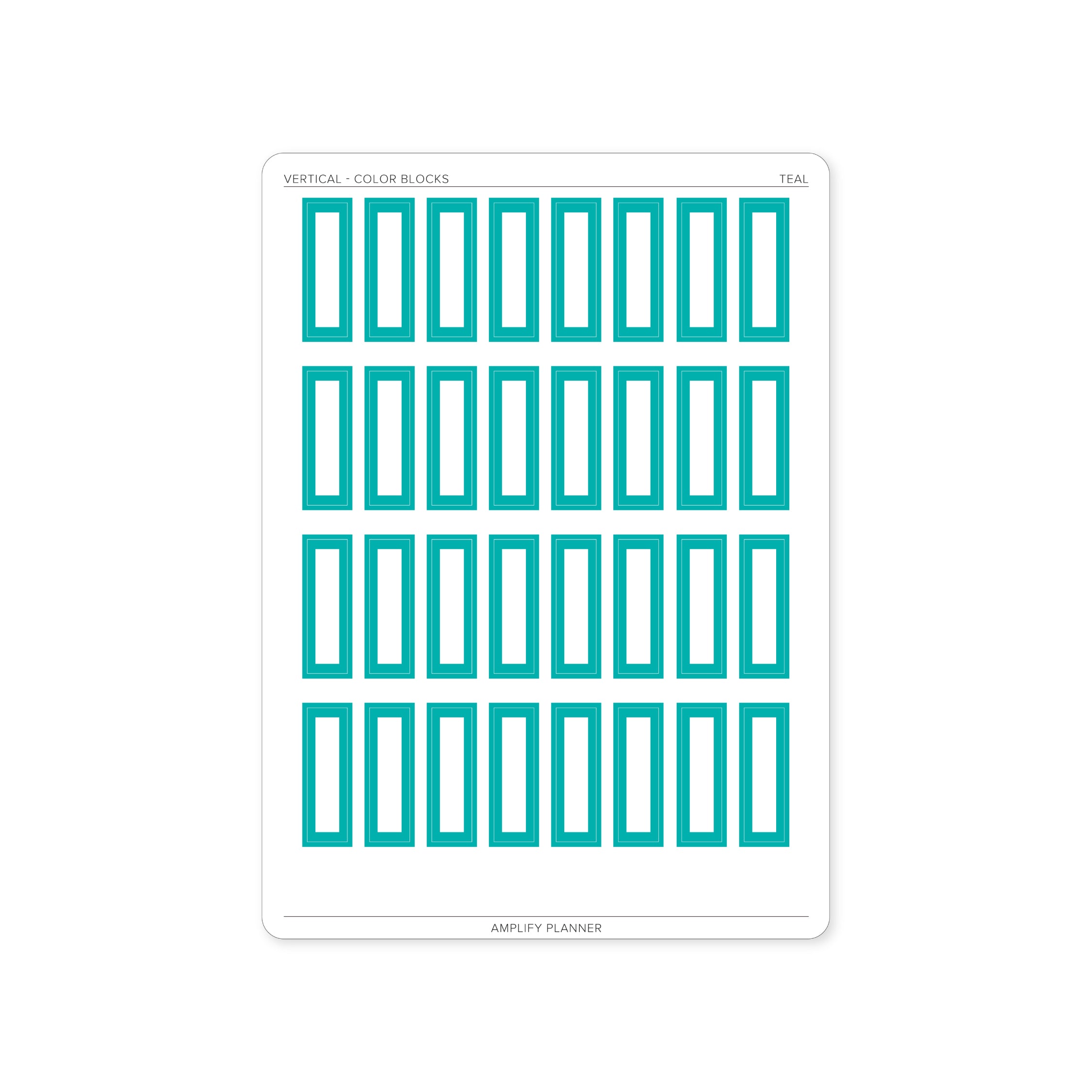 Color Blocks - Vertical Weekly Layout stickers in teal, ideal for emphasizing tasks with a calming hue.