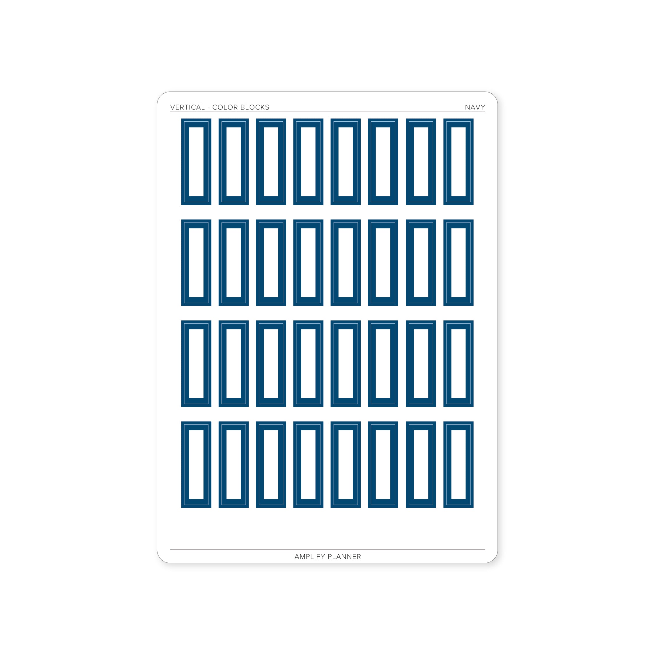 Color Blocks - Vertical Weekly Layout stickers in navy, providing depth and sophistication to your planner.