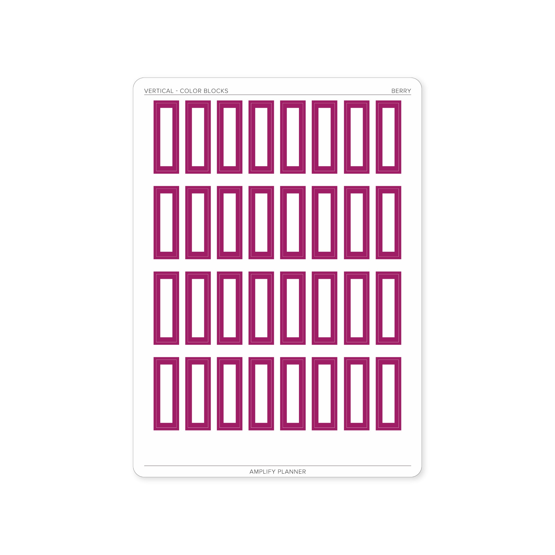 Color Blocks - Vertical Weekly Layout stickers in berry color, perfect for vibrant and stylish organization.